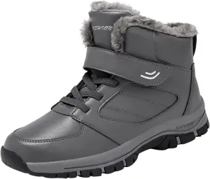 Mens Work Boots Waterproof Hiking Sneakers Zip Up Fur Lined Women's Safety Toe Shoes Waterproof Platform Sneakers Indestructible Hike Grounded Footwear