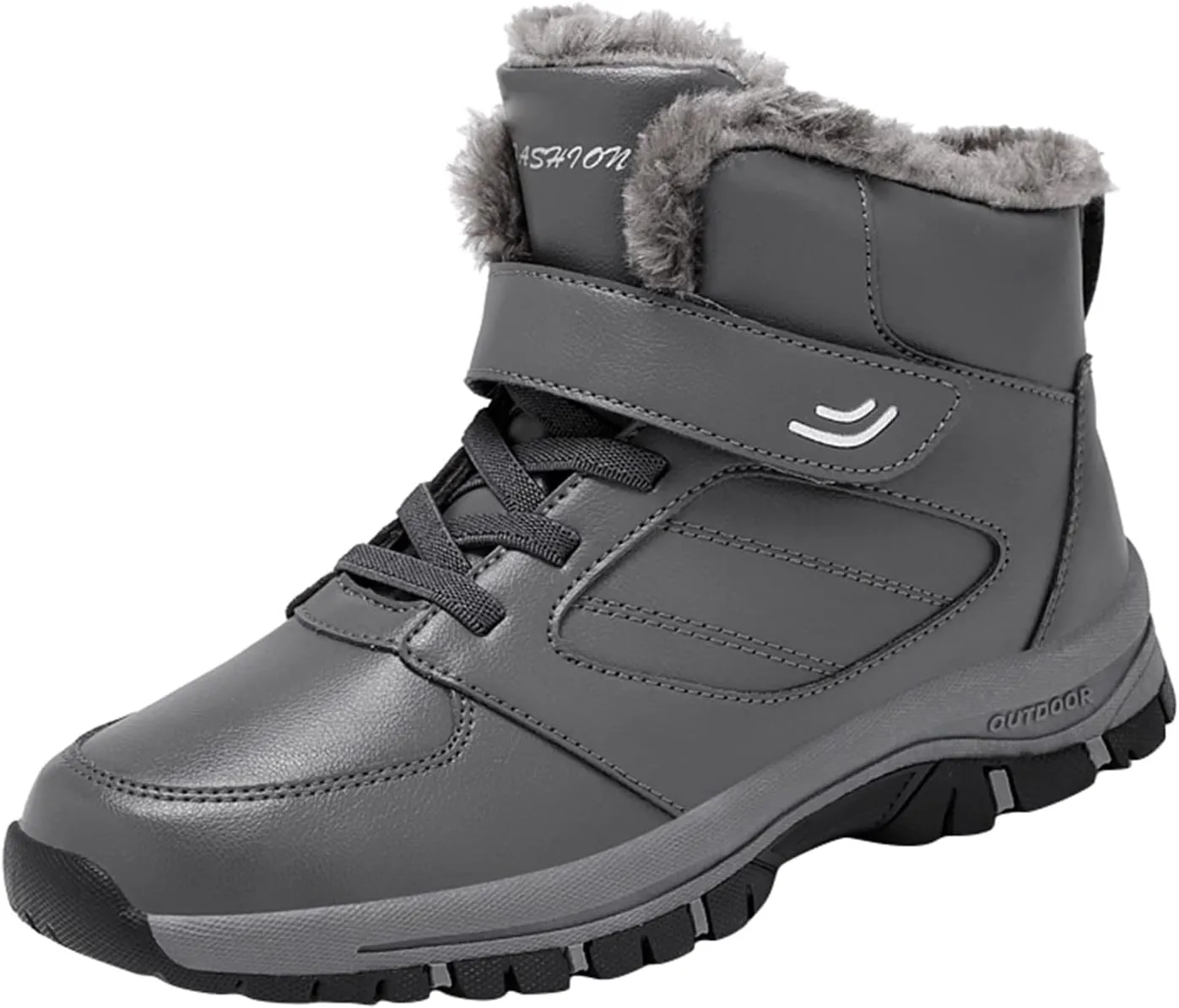 Mens Work Boots Waterproof Hiking Sneakers Zip Up Fur Lined Women's Safety Toe Shoes Waterproof Platform Sneakers Indestructible Hike Grounded Footwear