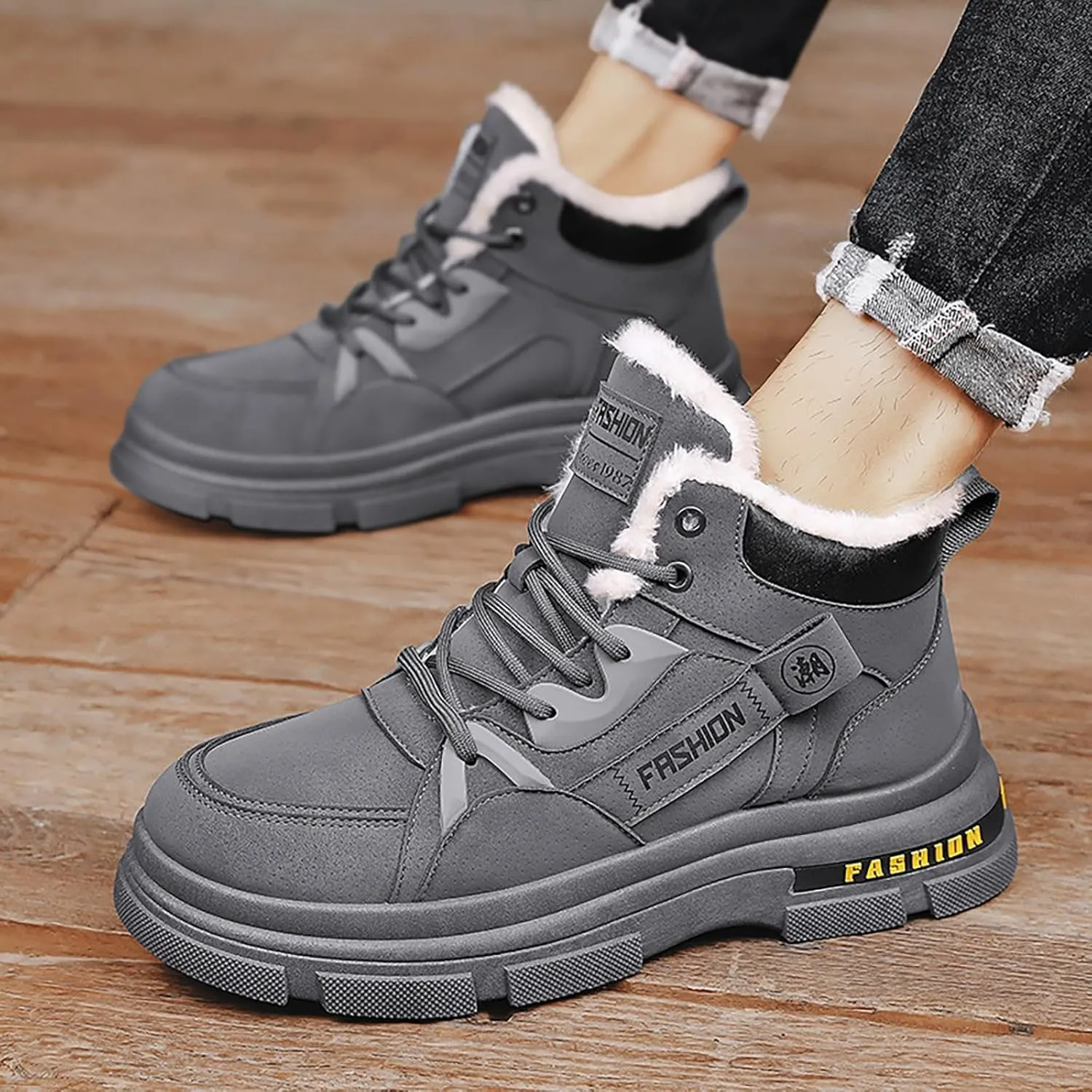 Men's Work Boots with Zipper Hiking Sneakers Shoes with Hook Loop Women Safety Shoes Business Casual Slip On Platform Shoes Lightweight Comfortable Hike Grounded Footwear