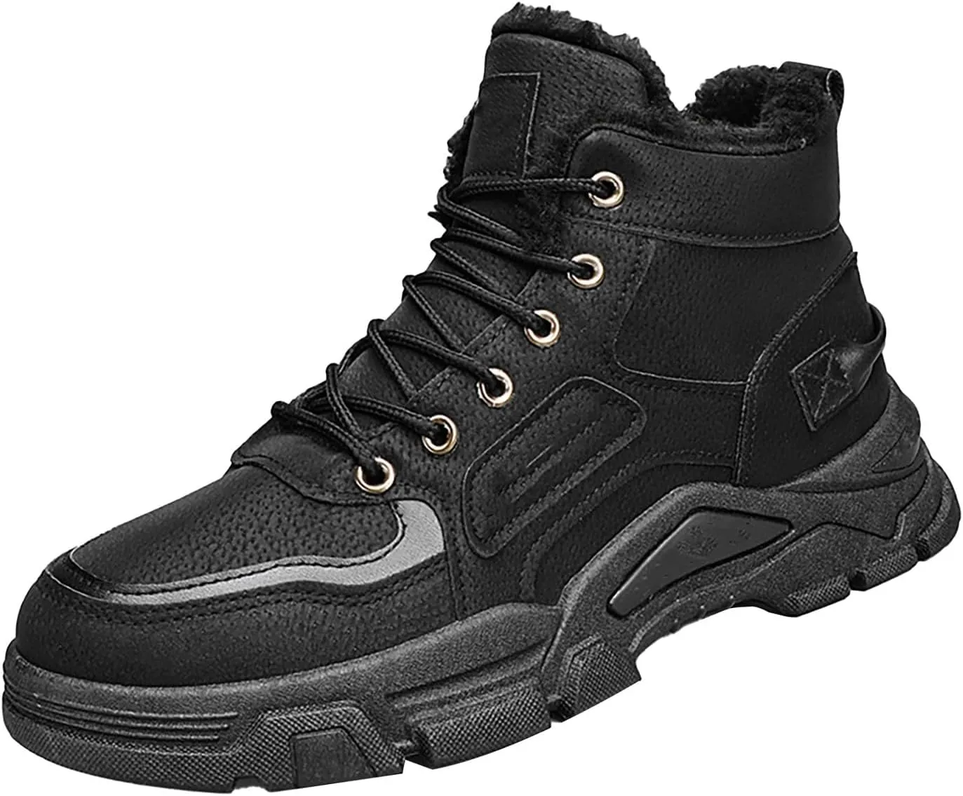 Men's Work Boots with Zipper Hiking Sneakers Warm Fur Lined Womens Safety Toe Shoes Composite Toe Non Slip Shoes Food Service Waterproof Hike Grounded Footwear