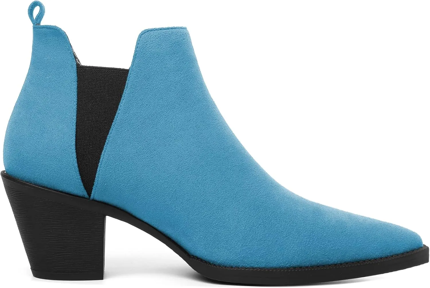 Mettesally Womens Chelsea Ankle Boots Pointed Toe Mid Chunky Heels Slip On Work Cutout Short Booties Shoes
