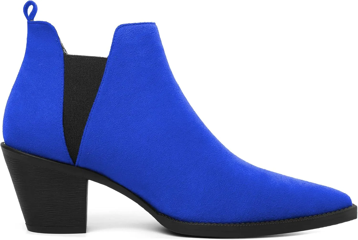 Mettesally Womens Chelsea Ankle Boots Pointed Toe Mid Chunky Heels Slip On Work Cutout Short Booties Shoes