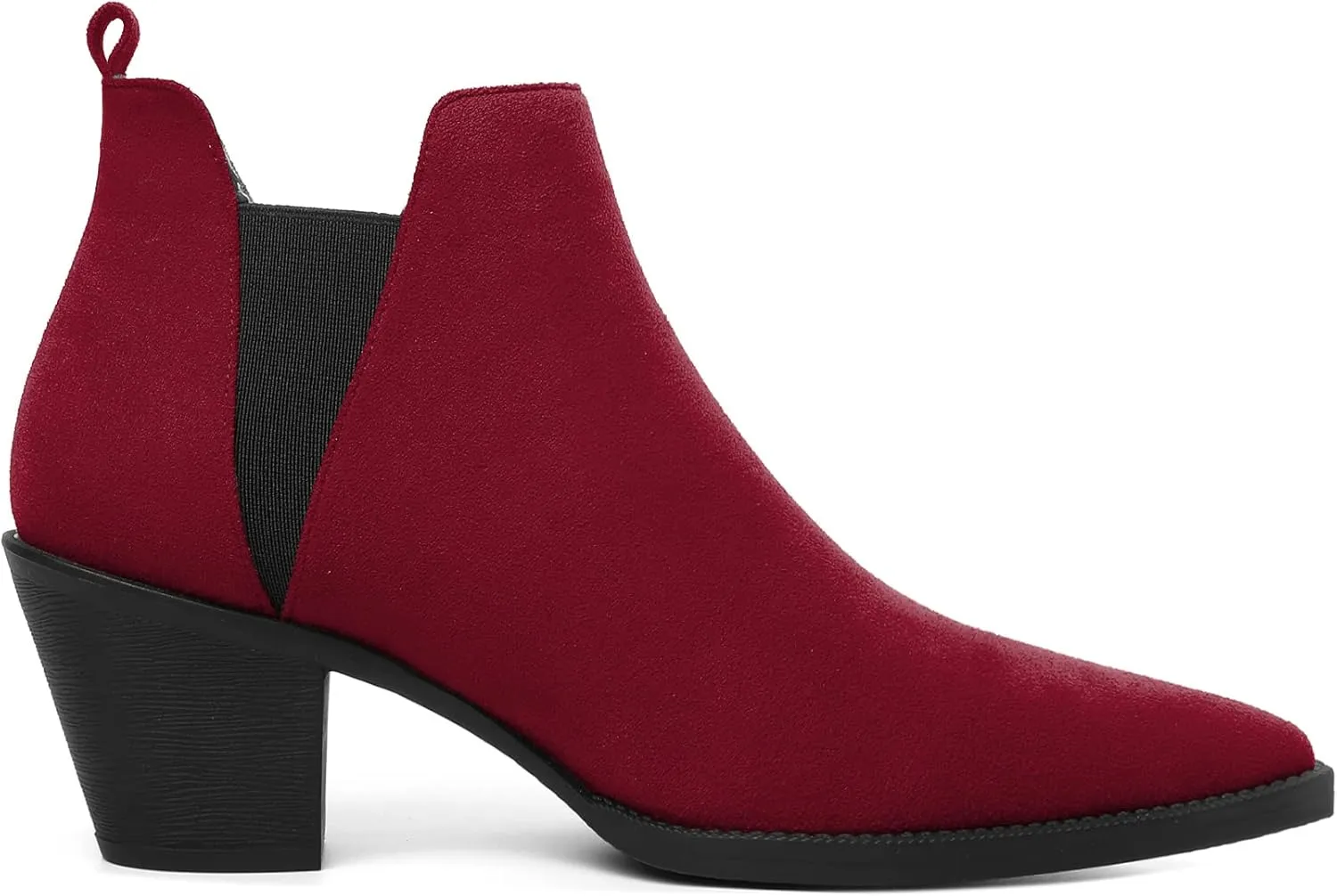 Mettesally Womens Chelsea Ankle Boots Pointed Toe Mid Chunky Heels Slip On Work Cutout Short Booties Shoes