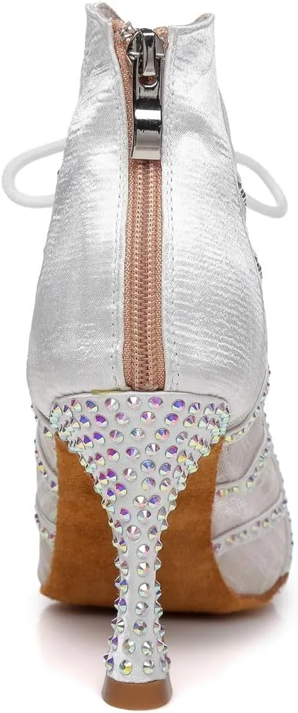 Minishion Dancing Boots Women Latin Ballroom Ankle Dance Shoes Sommer Evening Wedding Party Heeded Sandals