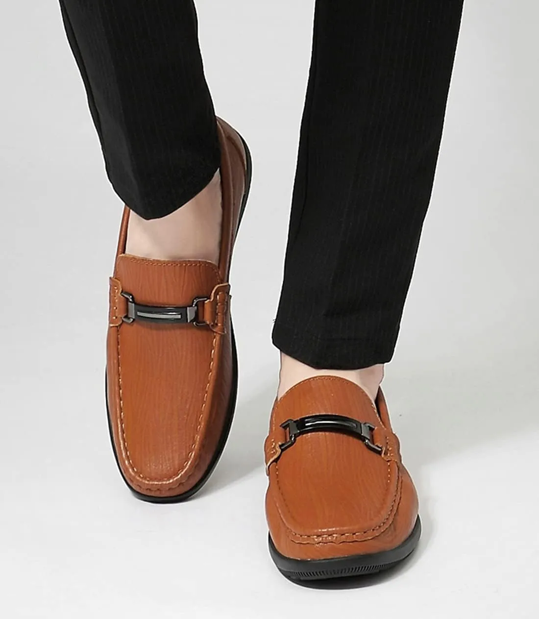 Minishion Loafers Shoes for Men Boy Buckle Driving Shoes 2899#