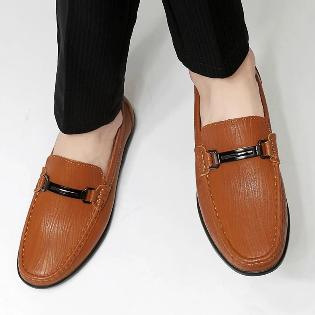 Minishion Loafers Shoes for Men Boy Buckle Driving Shoes 2899#