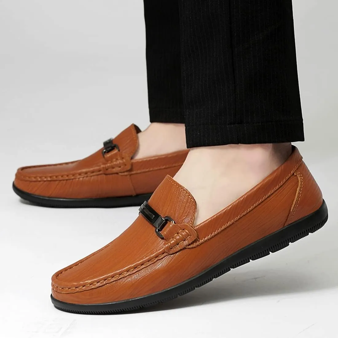 Minishion Loafers Shoes for Men Boy Buckle Driving Shoes 2899#