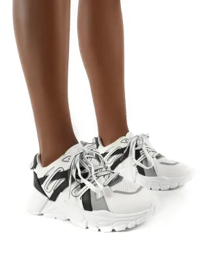 Move White Black Details Chunky Sole Trainers