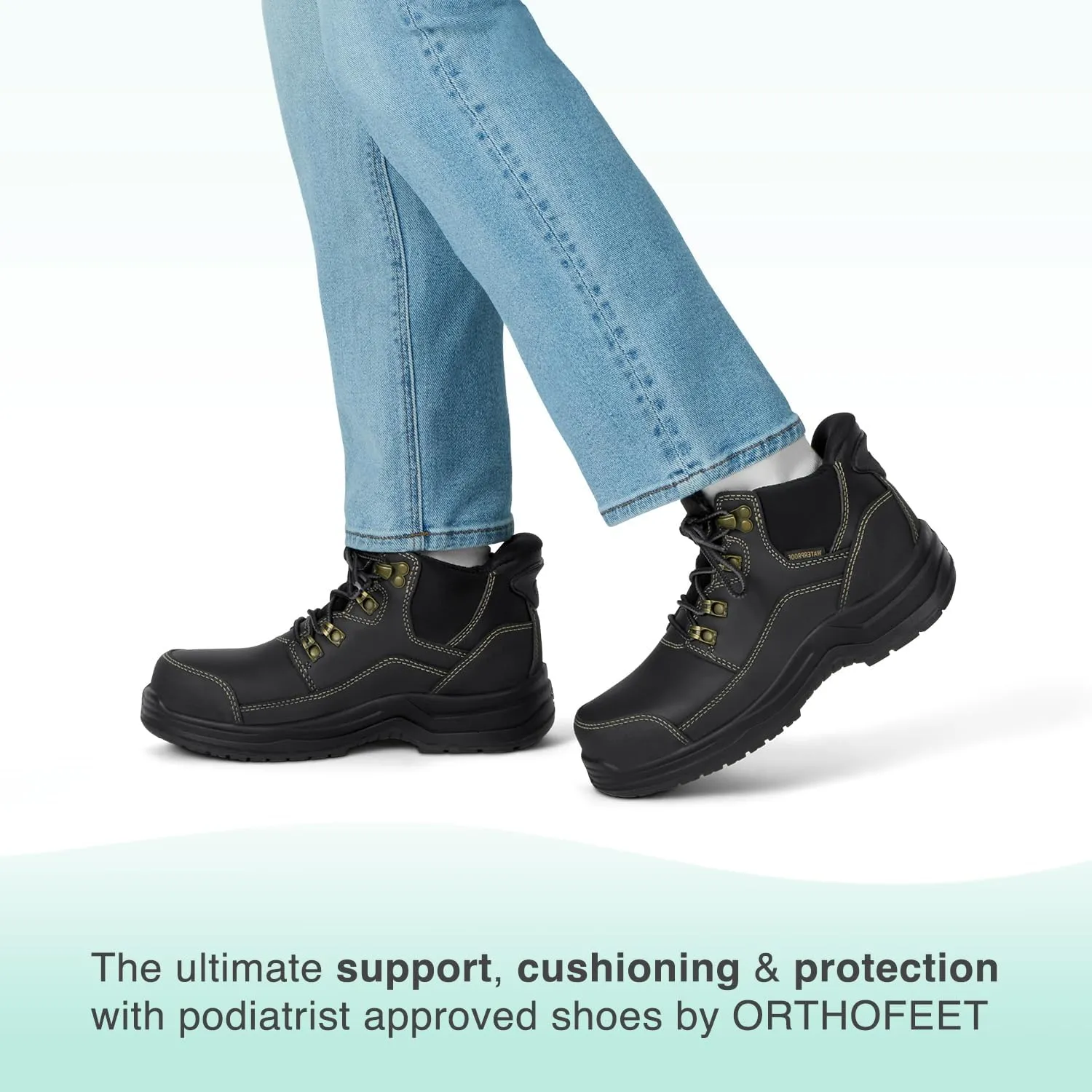 Orthofeet Women's Orthopedic Quartz Hands-Free Work Boots with Safety Toe