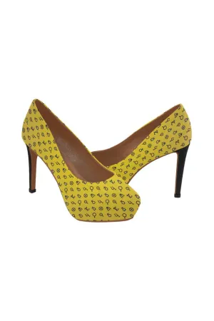 Planet Symbol Gold Women's High Heels