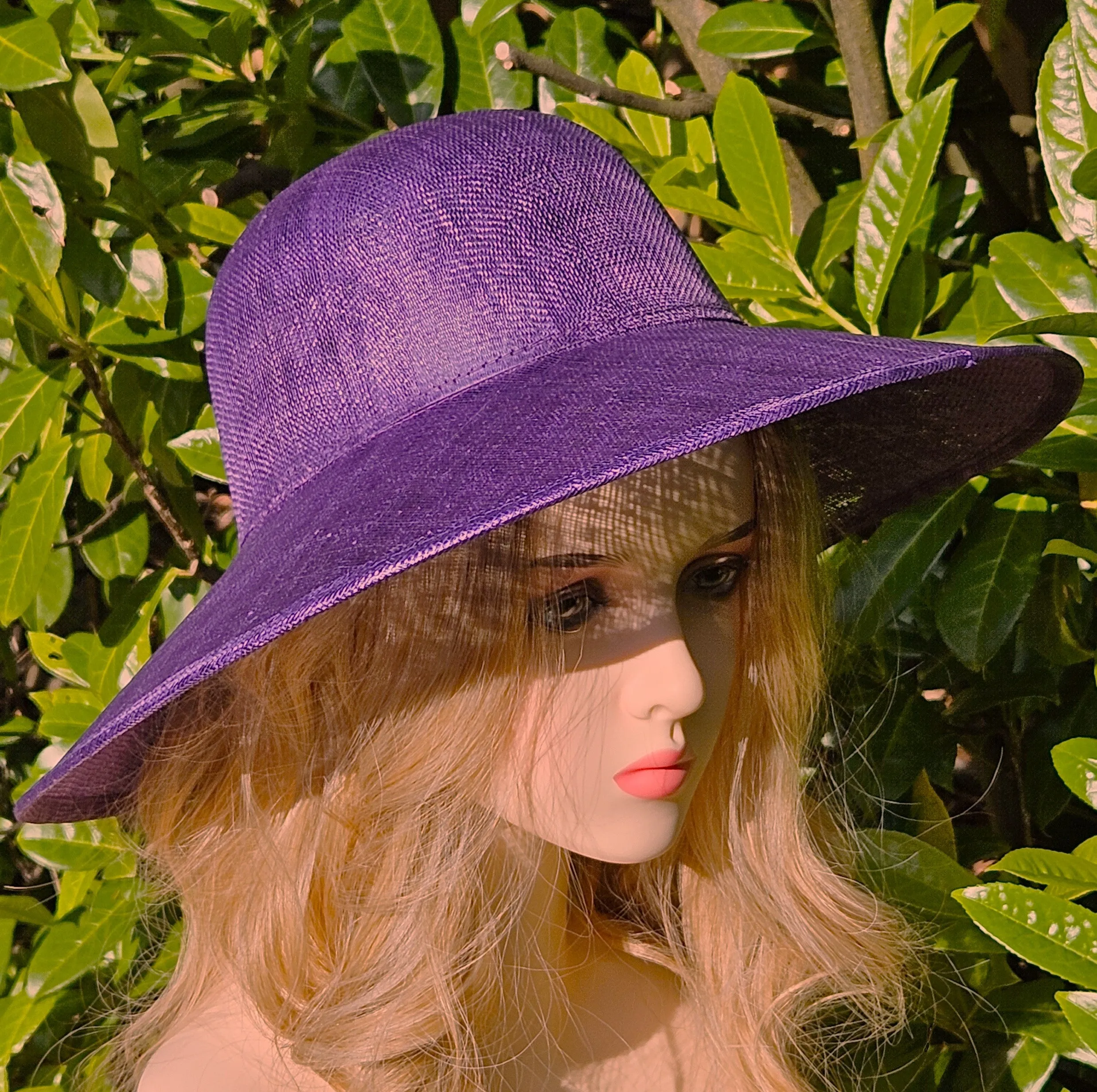 Purple Hat for Ascot, Weddings and Church - Ladies Large Hats with Wide Brims for Derby Racing - Church Hats for Women