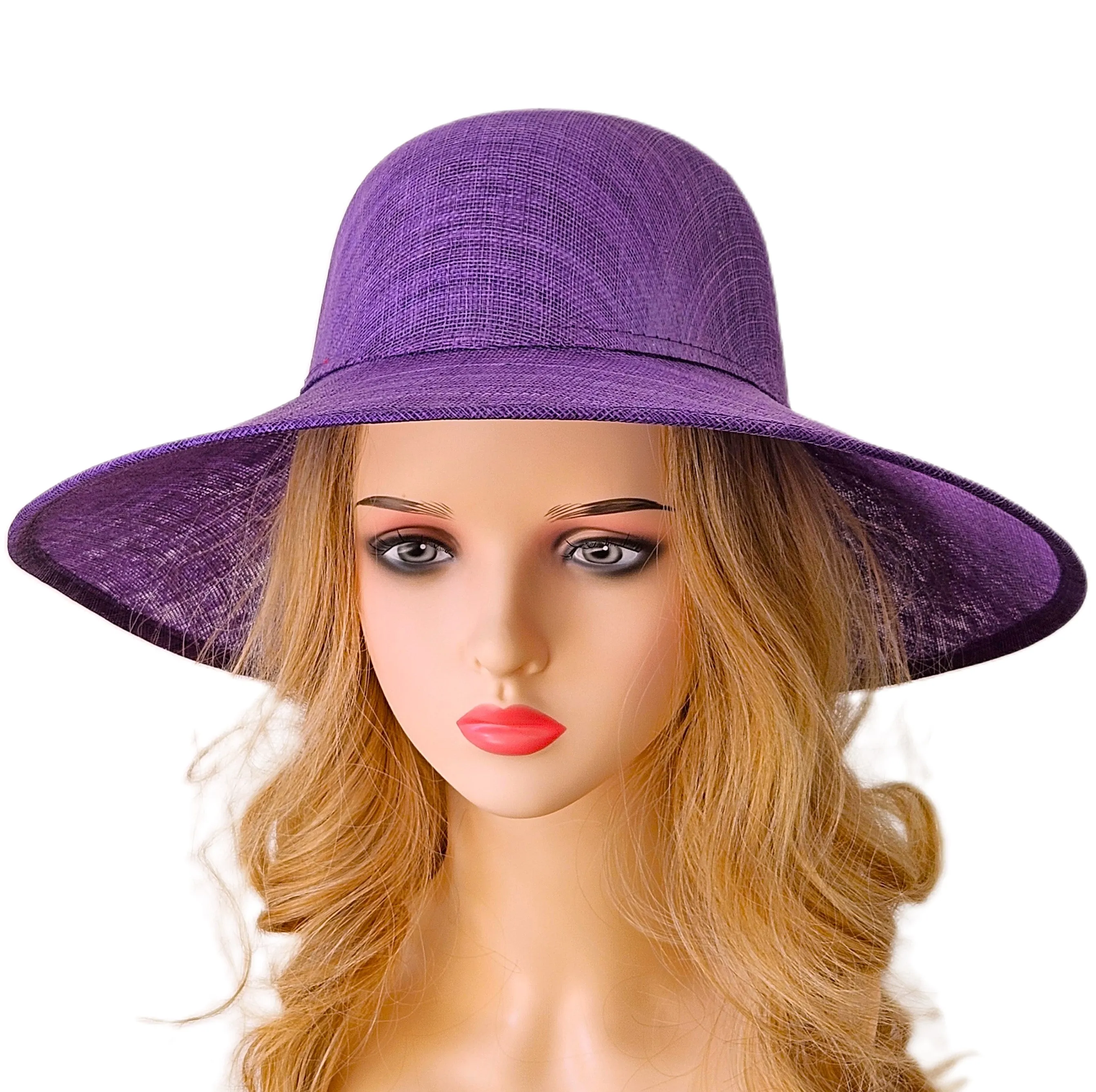 Purple Hat for Ascot, Weddings and Church - Ladies Large Hats with Wide Brims for Derby Racing - Church Hats for Women