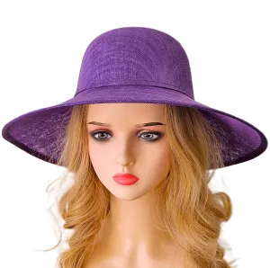 Purple Hat for Ascot, Weddings and Church - Ladies Large Hats with Wide Brims for Derby Racing - Church Hats for Women