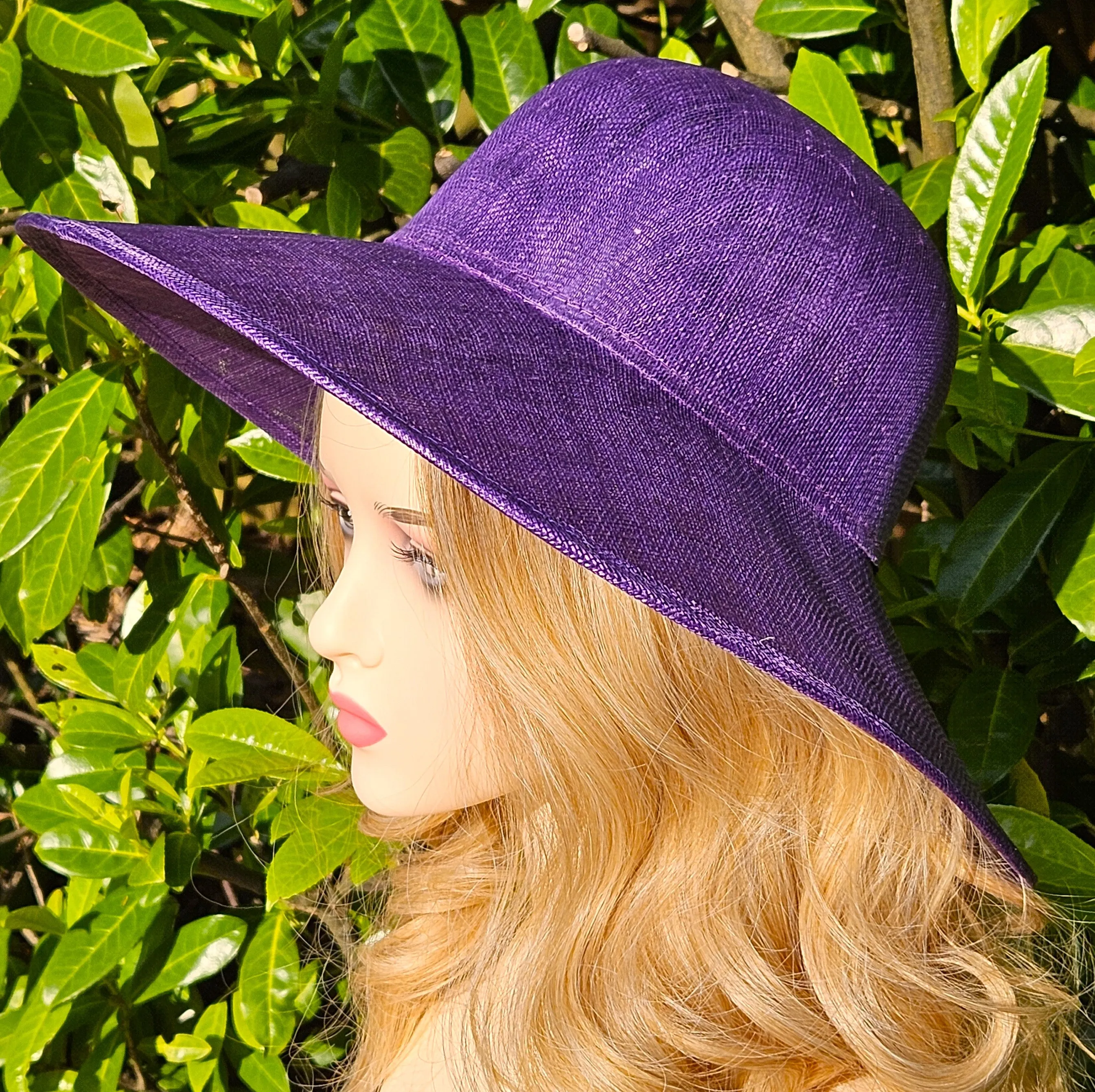 Purple Hat for Ascot, Weddings and Church - Ladies Large Hats with Wide Brims for Derby Racing - Church Hats for Women