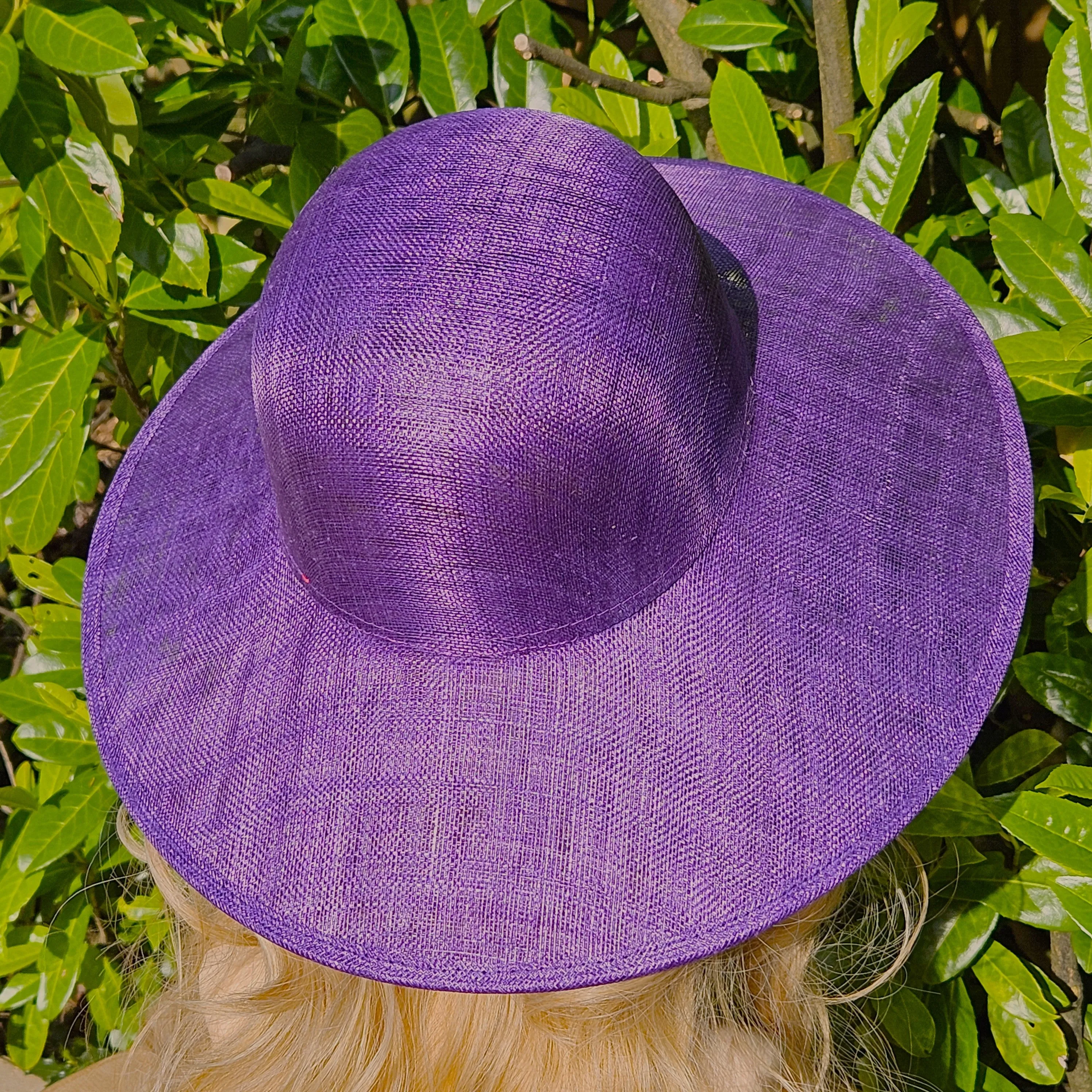 Purple Hat for Ascot, Weddings and Church - Ladies Large Hats with Wide Brims for Derby Racing - Church Hats for Women