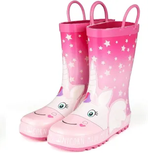 Rain Boots Kids Girl Cute Unicorn Printed Children's Rubber Boots Waterproof Water Shoes Star Unicorn 12