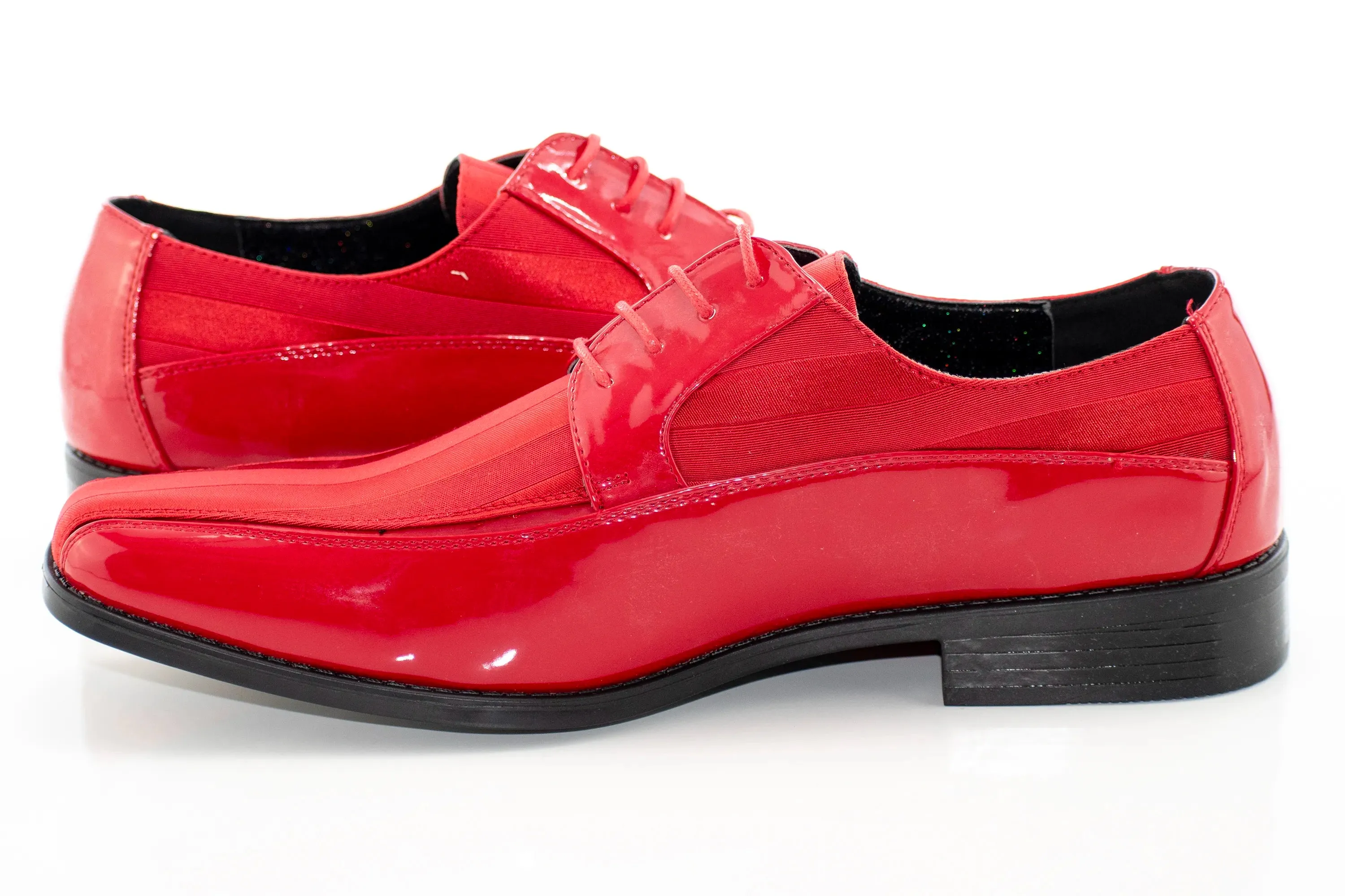 Red Striped Satin Derby Lace Dress Shoe