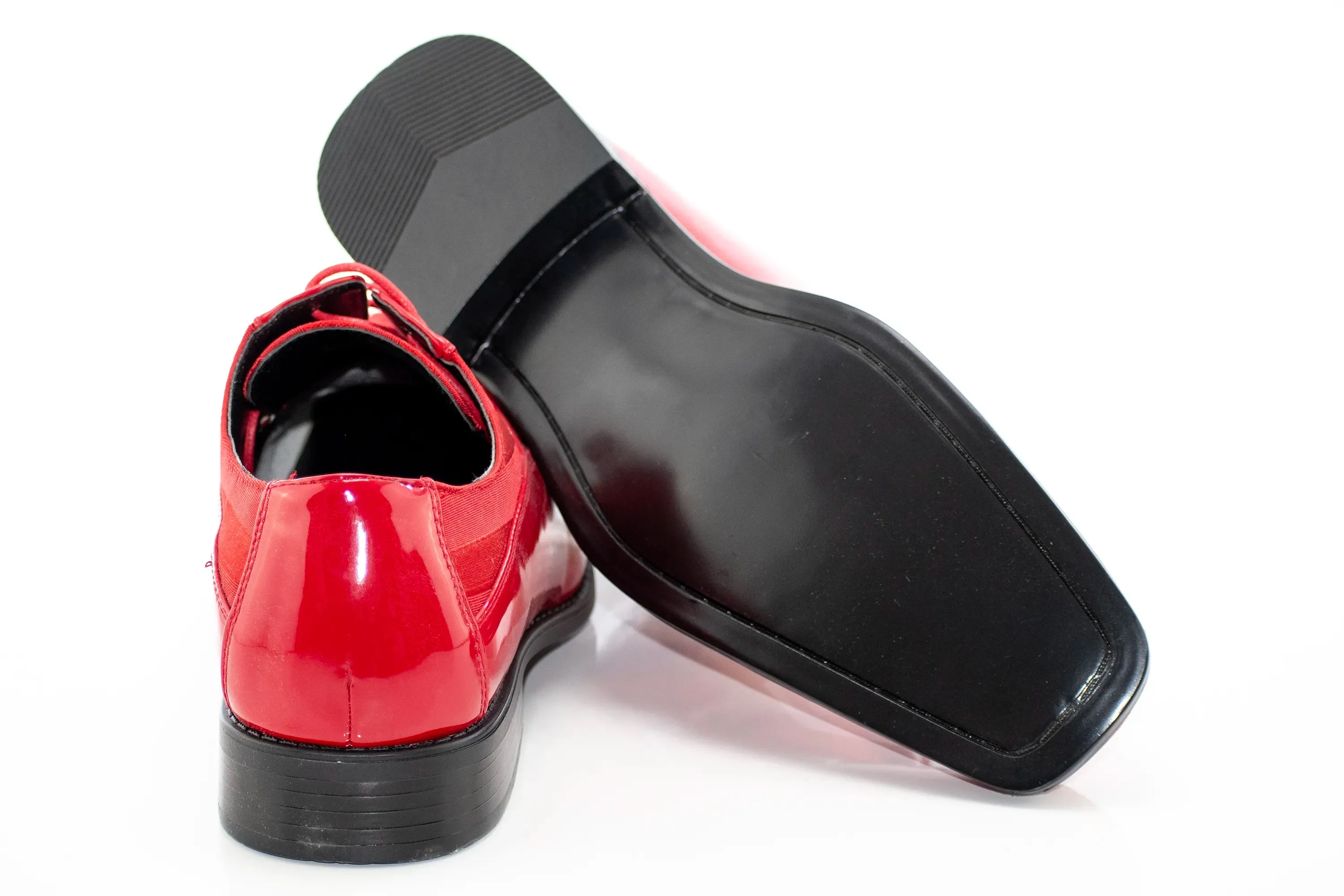 Red Striped Satin Derby Lace Dress Shoe