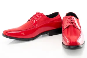 Red Striped Satin Derby Lace Dress Shoe