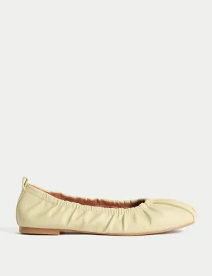 Ruched Slip On Ballet Pumps