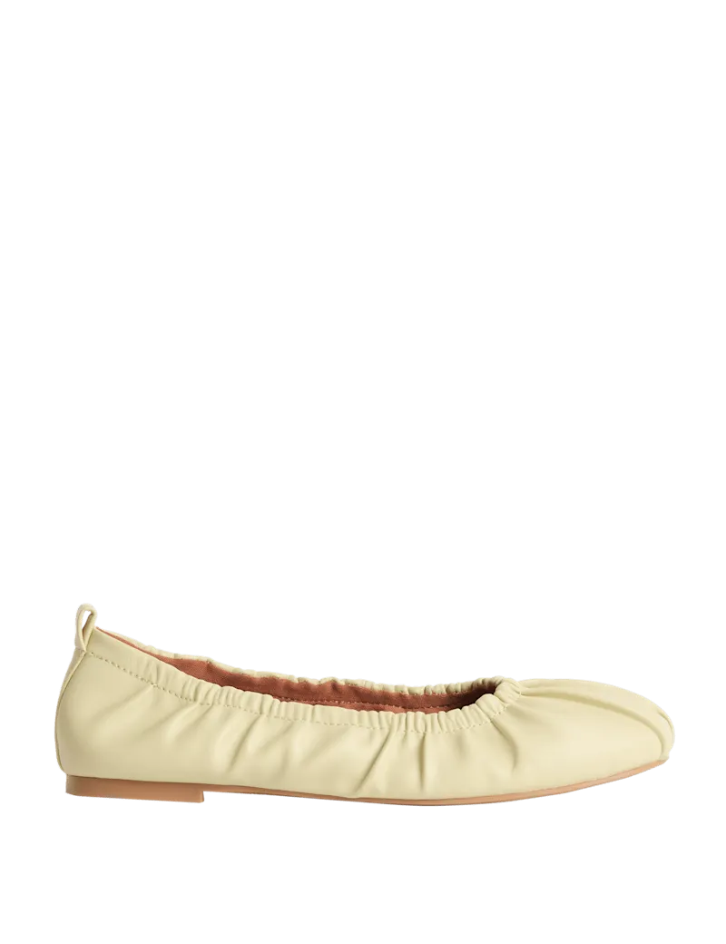 Ruched Slip On Ballet Pumps