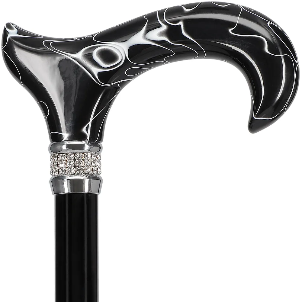 Scratch and Dent Black Pearlz Designer Adjustable Cane V1278