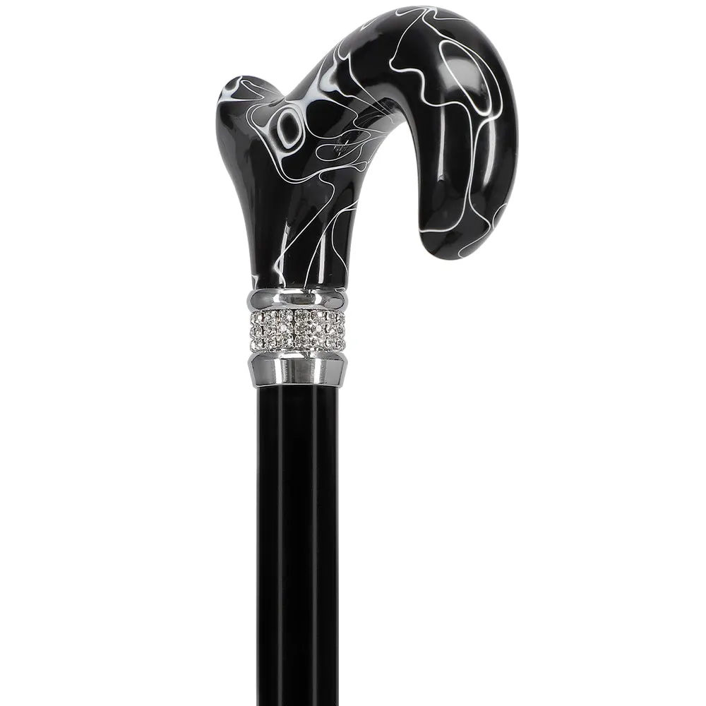 Scratch and Dent Black Pearlz Designer Adjustable Cane V1278