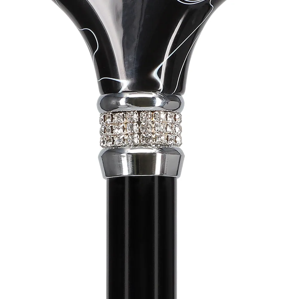 Scratch and Dent Black Pearlz Designer Adjustable Cane V1278