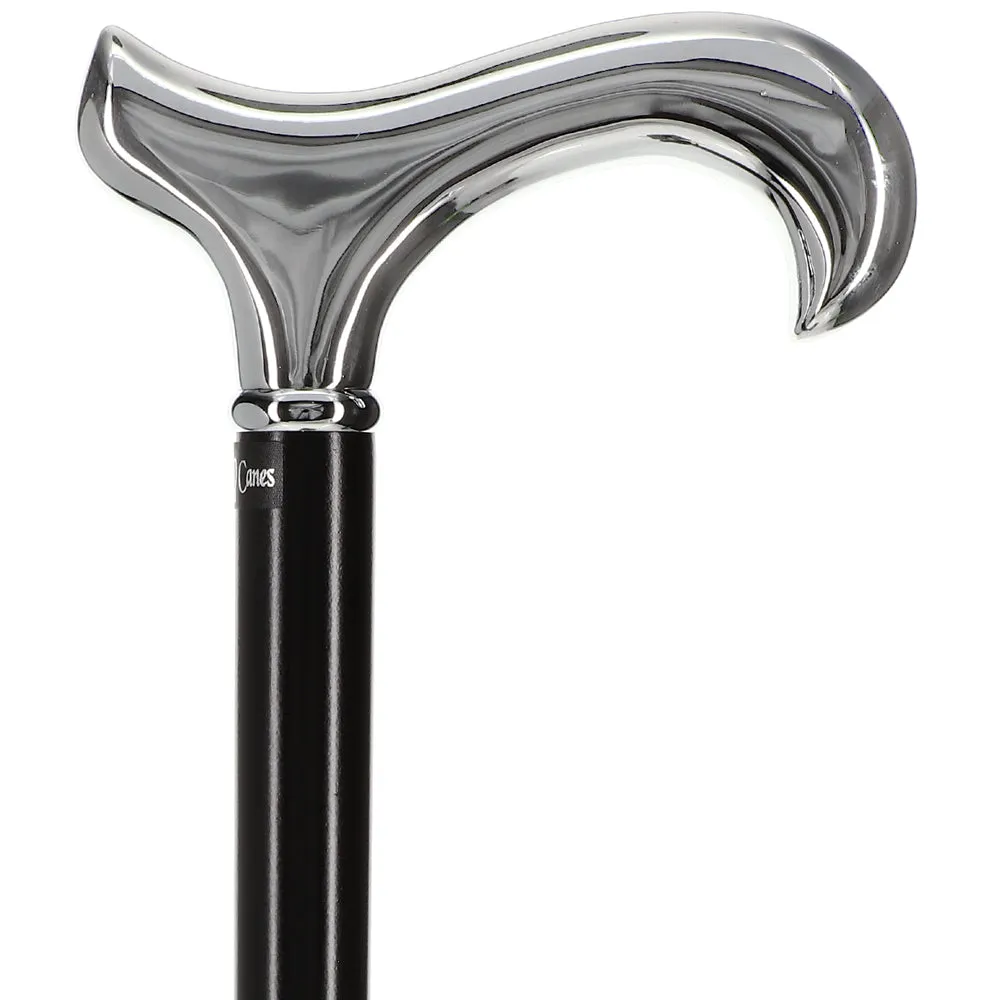 Scratch and Dent Formal Chrome Derby Cane, Black Beechwood & Silver Collar V3363