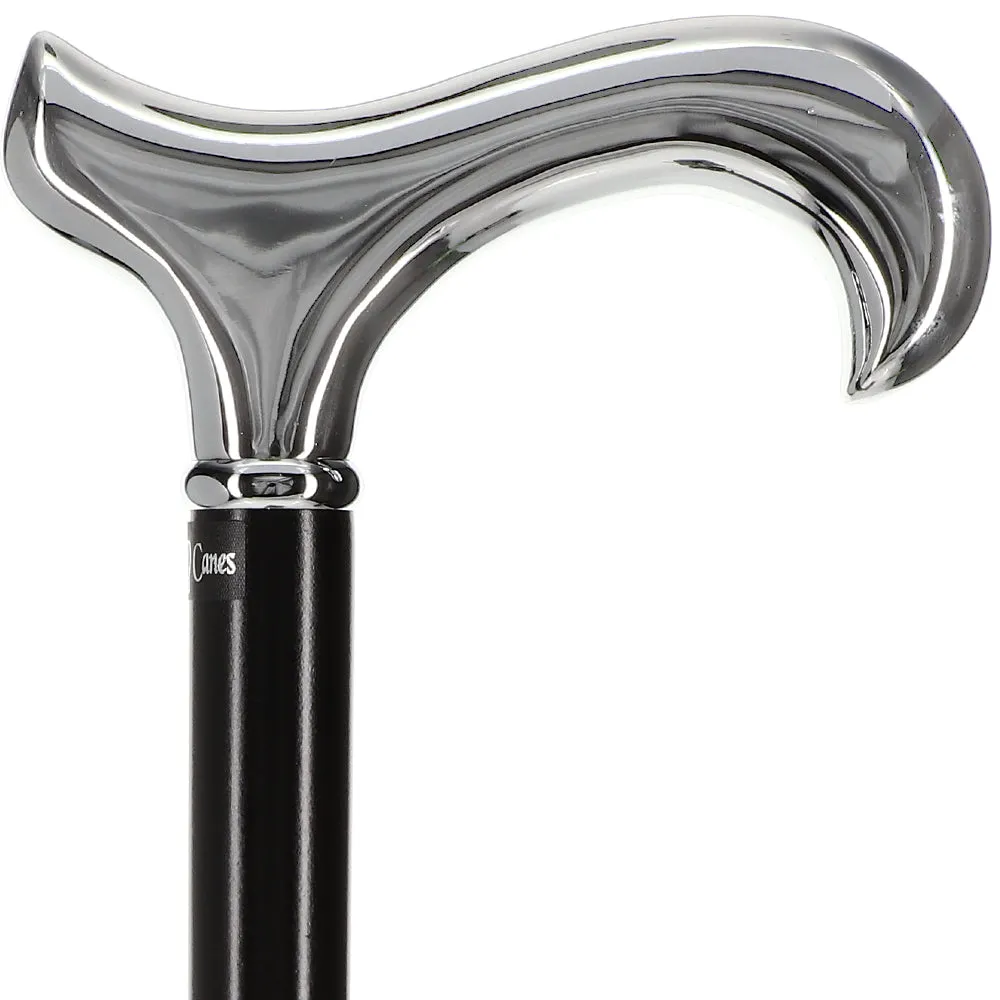 Scratch and Dent Formal Chrome Derby Cane, Black Beechwood & Silver Collar V3363