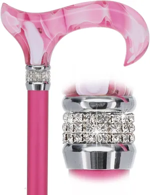 Scratch and Dent Rhinestone Designer Cane: Chic Pink Pearlz Splendor V2295