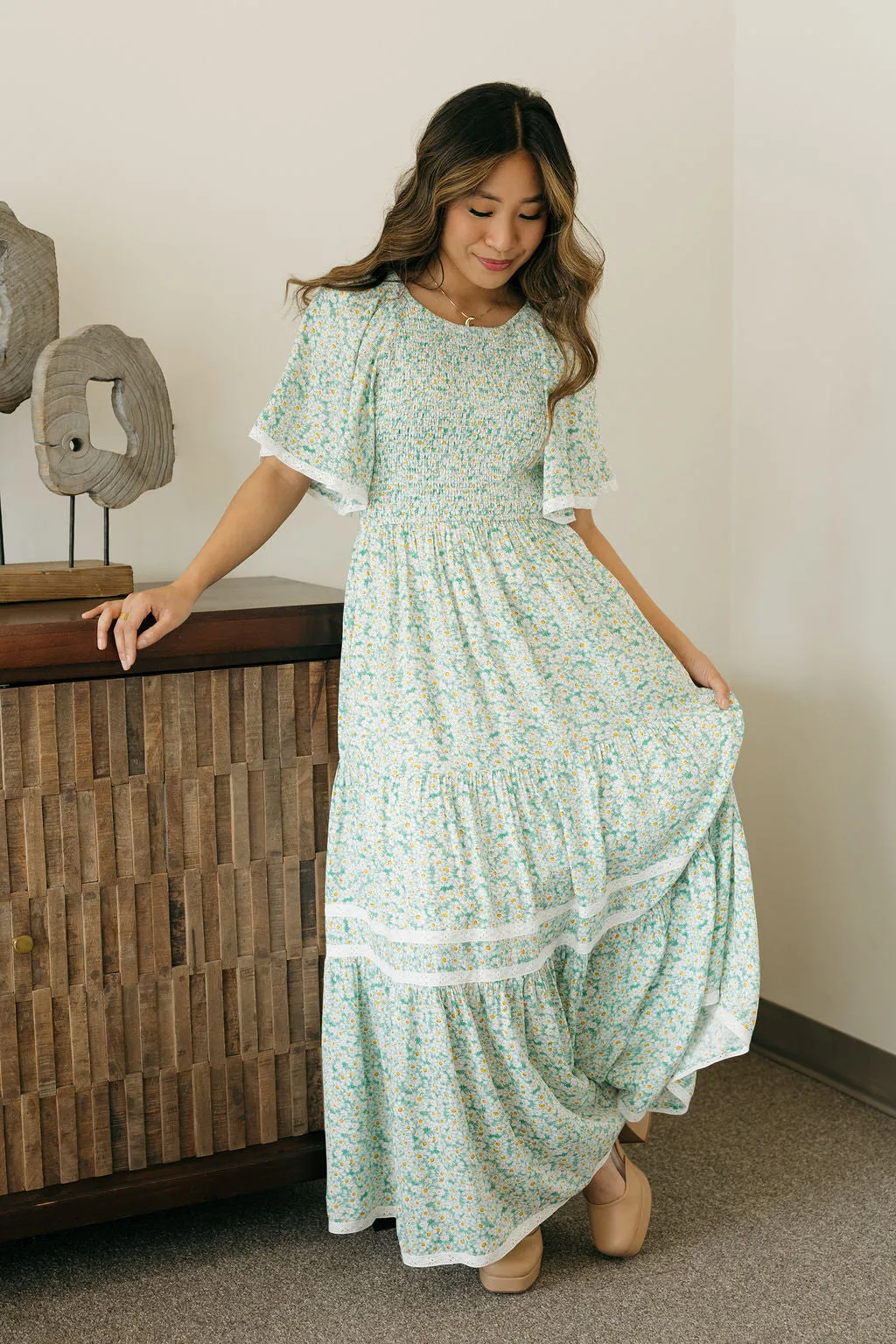 Shelbie Dress-Green Floral