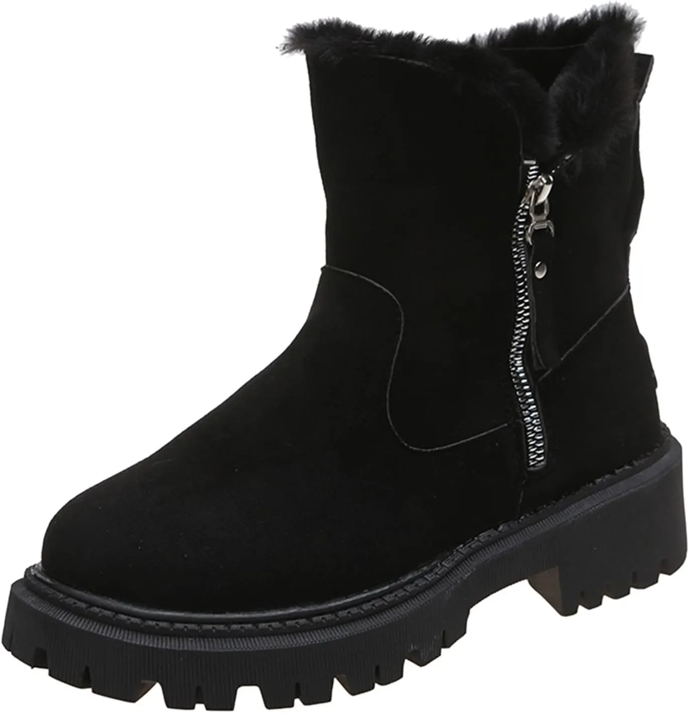 Snow Boots for Women Waterproof Winter Boots Anti-slip Fuzzy Fur Booties Cold Weather Lace Up Ankle Boots Thickening Winter Shoes Walking Hiking Booties
