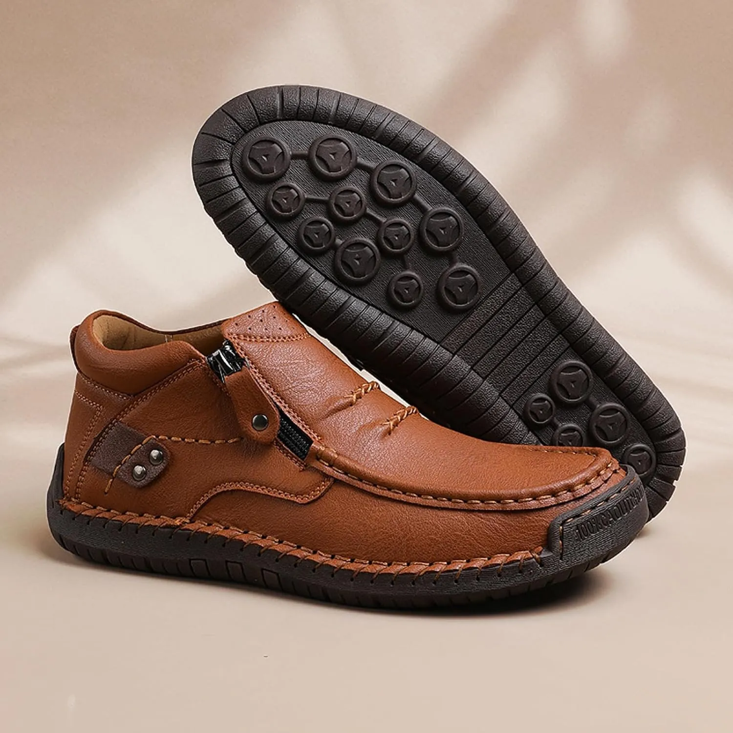 The First Young Driving Boots Men, Handmade Premium Leather Slip on Driving Boots Travel & Outdoor, Waterproof, Arch Support