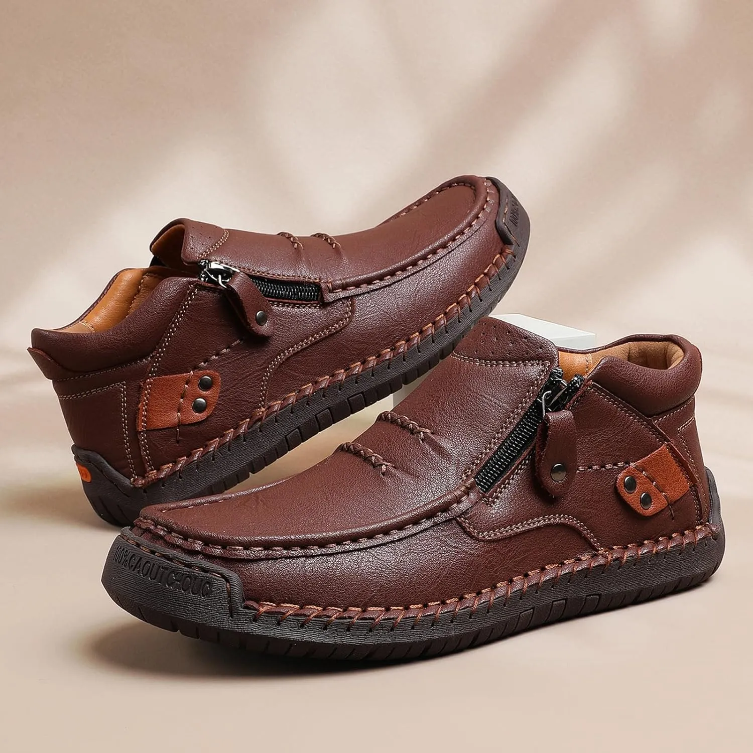 The First Young Driving Boots Men, Handmade Premium Leather Slip on Driving Boots Travel & Outdoor, Waterproof, Arch Support