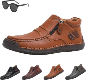 The First Young Driving Boots Men, Handmade Premium Leather Slip on Driving Boots Travel & Outdoor, Waterproof, Arch Support