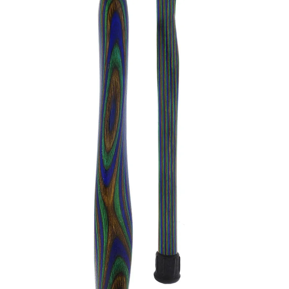 USA-Made Twisted Design Cane: Green, Blue & Brown Colorwood