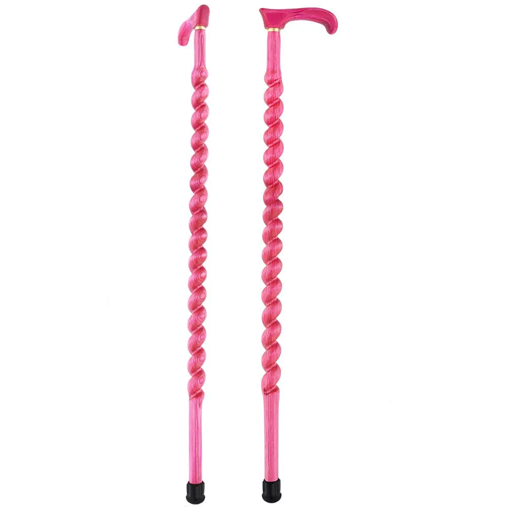USA-Made Twisted Spiral Cane: Pink Vibrant Colorwood Laminate