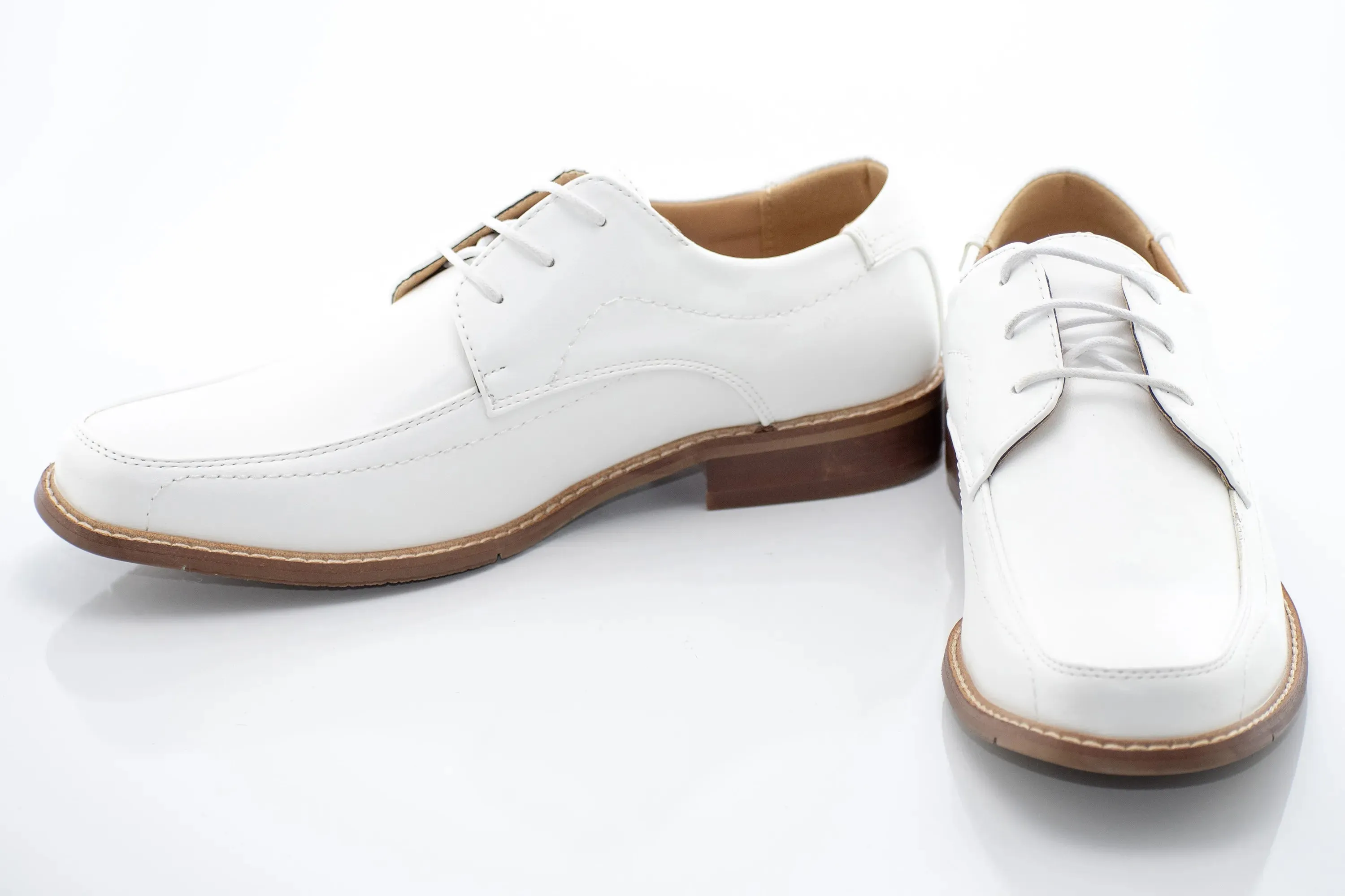 White Lace-Up Derby Dress Shoes