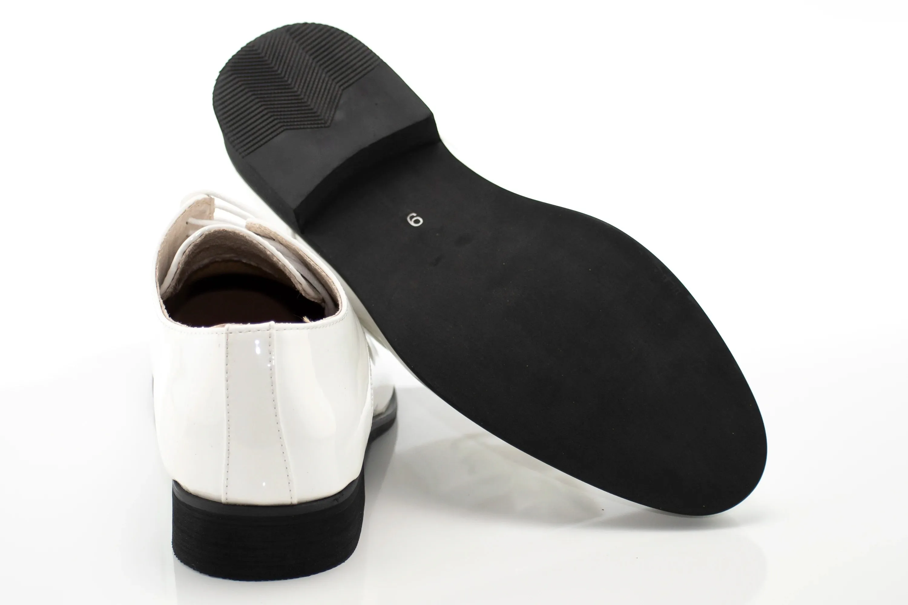 White Patent Leather Derby Lace-Ups