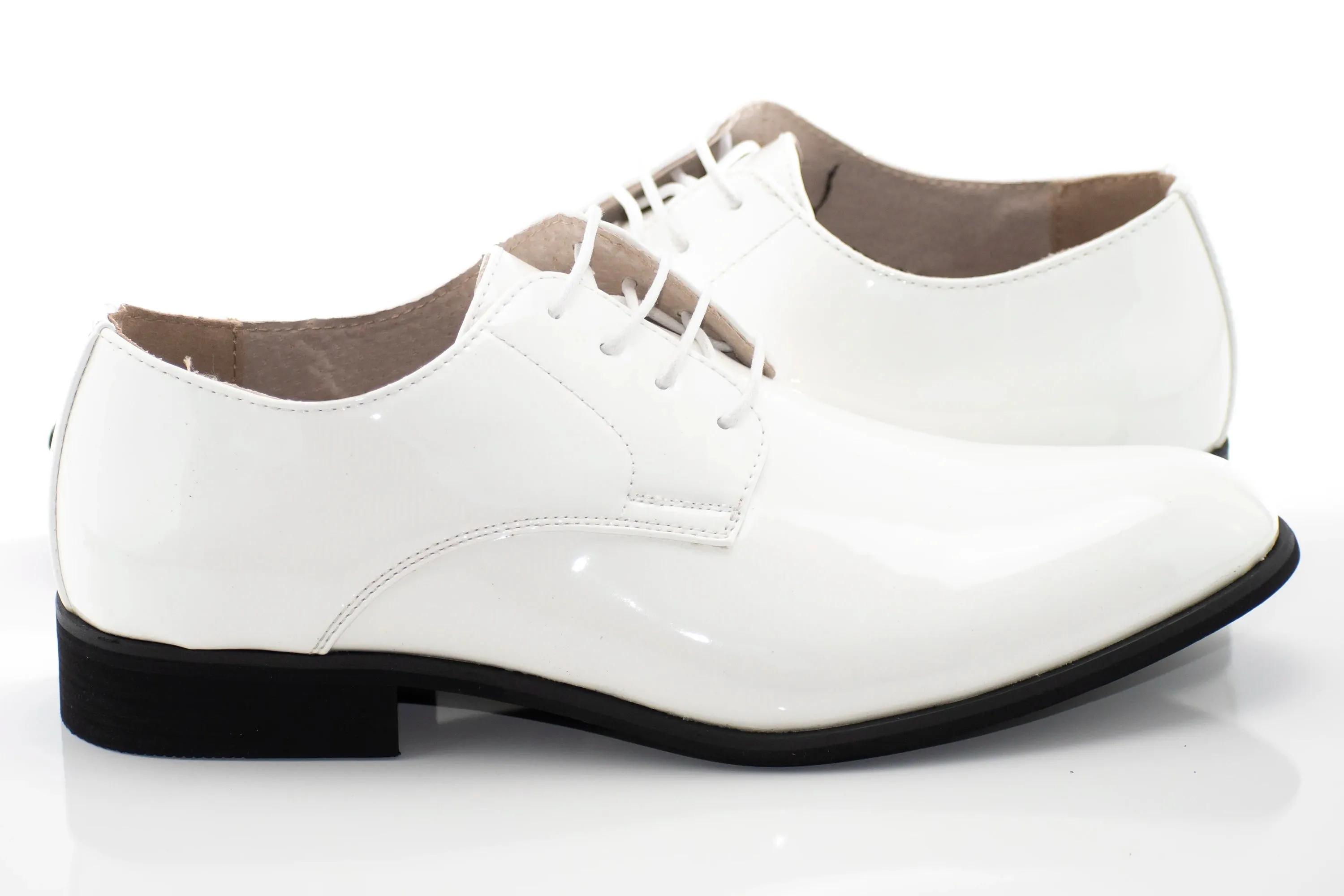 White Patent Leather Derby Lace-Ups