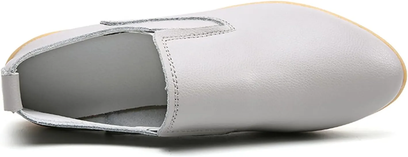 Women's Casual Round Head Moccasin Shoes Comfortable Leather Breathable Loafers Driving Outdoor Walking Nurse Breathable Driving Fashion Soft Shoes