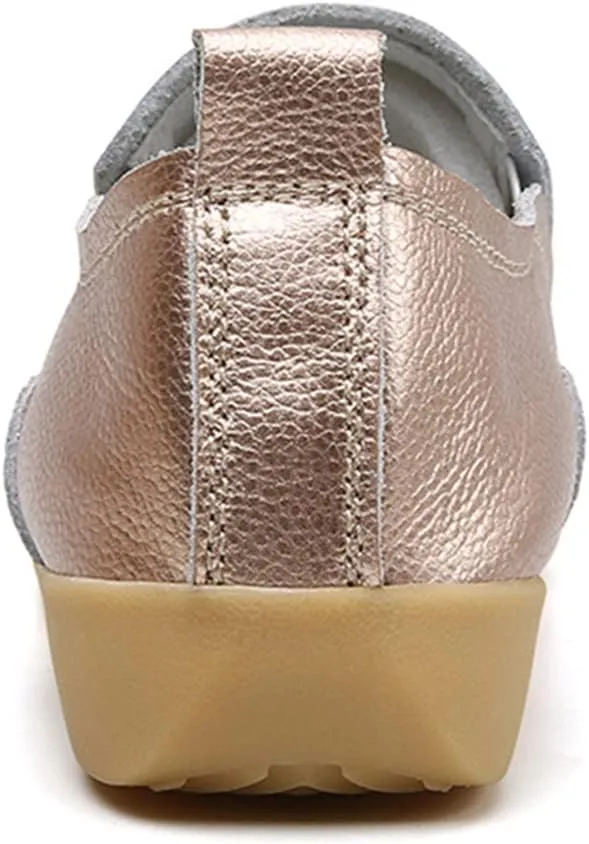 Women's Casual Round Head Moccasin Shoes Comfortable Leather Breathable Loafers Driving Outdoor Walking Nurse Breathable Driving Fashion Soft Shoes