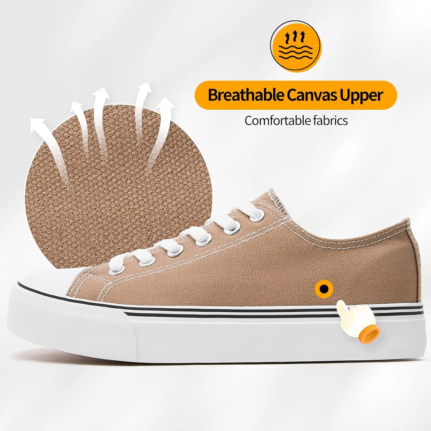 ZGR Womens Low Top Canvas Shoes,Lace up Canvas Sneakers,Casual White Tennis Walking Shoes