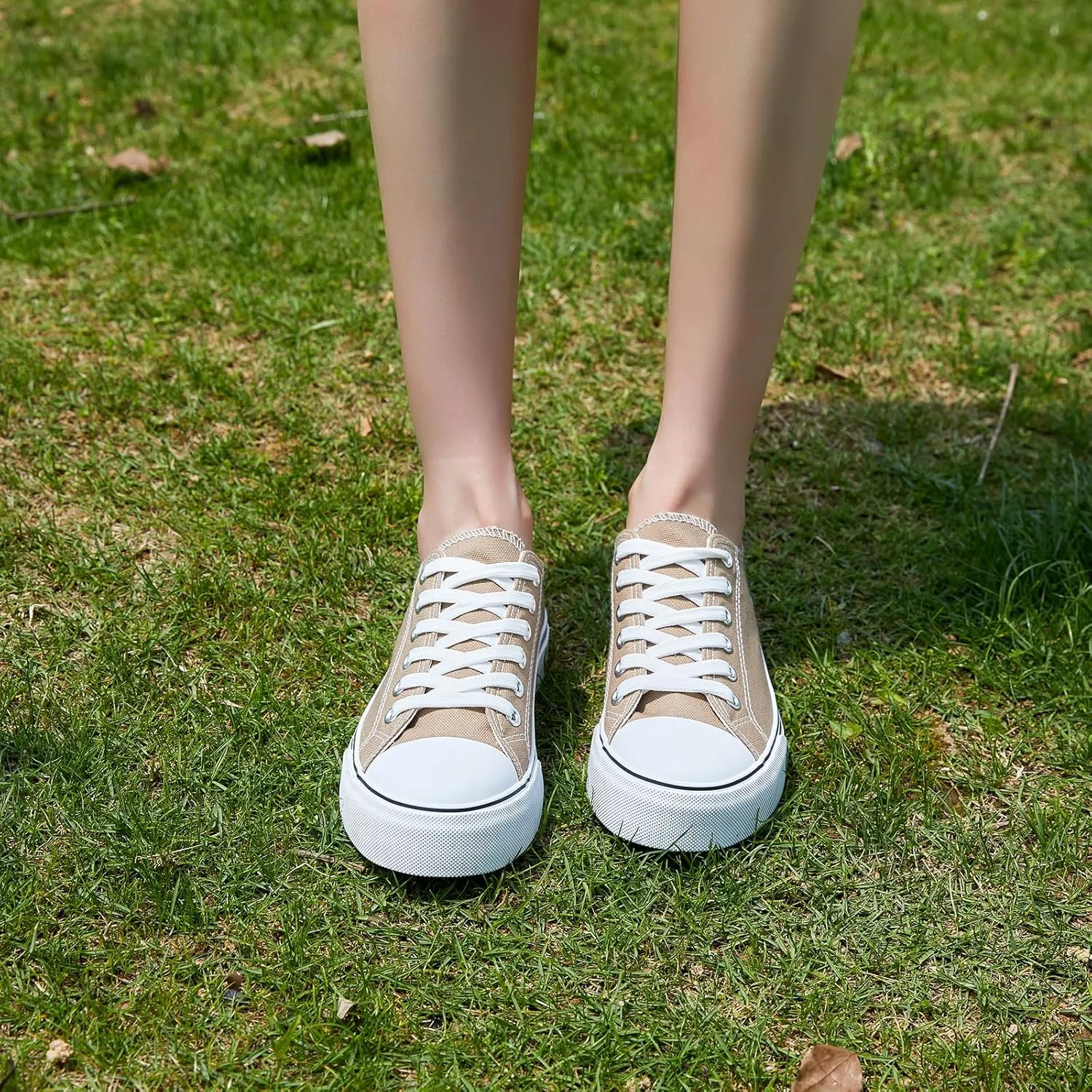 ZGR Womens Low Top Canvas Shoes,Lace up Canvas Sneakers,Casual White Tennis Walking Shoes